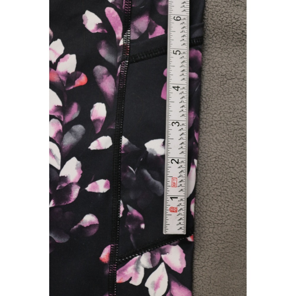 GAIAM Floral Leggings Women Large Black Pink Athletic Yoga Gym - Picture 6 of 10